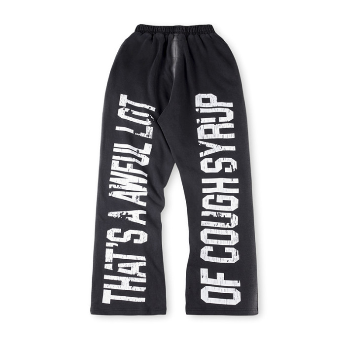 Letter Print Washed Version Hoodie & Pants Set 28688392