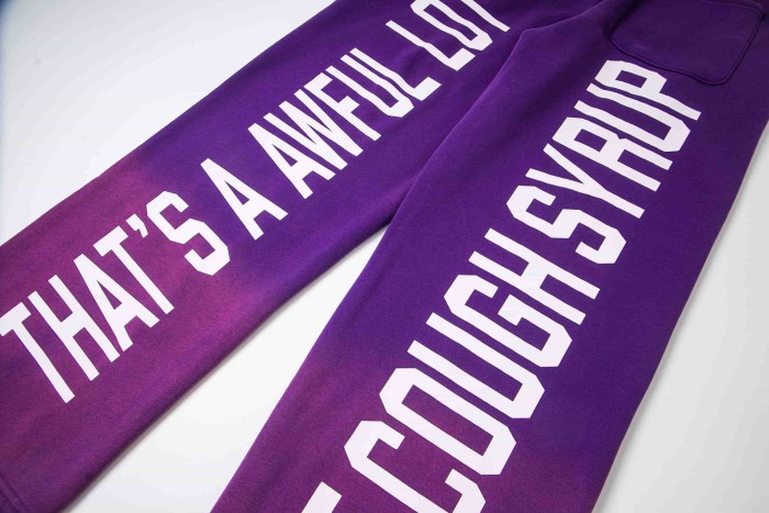 Dyed Purple Gradient Letter Print Zipper Hoodie & Pants Set 29035415