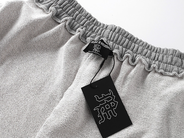Ragged-edge, loose-fitting, five-inch gray sweatpants with drawstrings, casual shorts 29069002