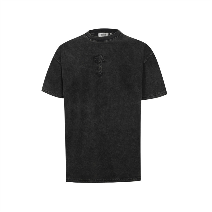 Oversized Retro Washed Streetwear Tee with Subtle  T  Logo Embroidery T-Shirt 3 colors 29077365