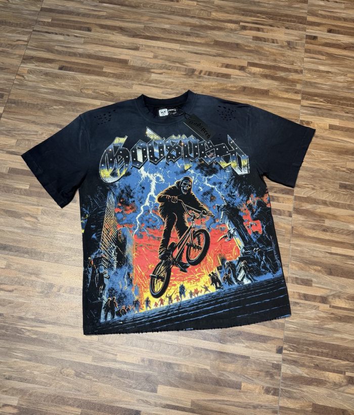 Reaper BMX  hot-fix rhinestone gradient vintage short-sleeved T-shirt 2 colors 29047399