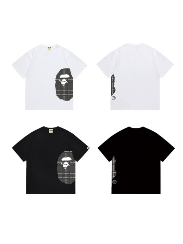 Classic Black Grid Side Ape Man  print T-shirt 2 colors 29053541