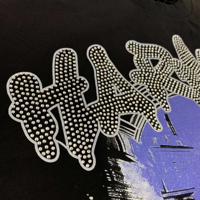 Street Figure Train Rhinestone Print Tee 29066071