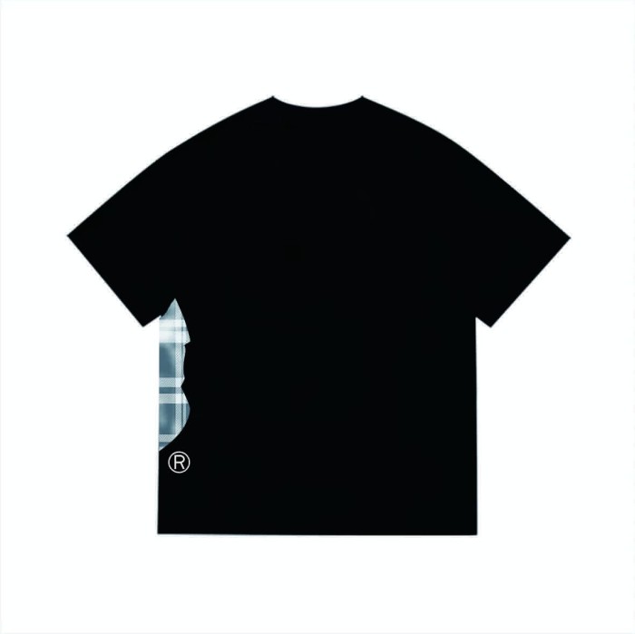Side tie-dye white check print T-shirt 2 colors 29053515