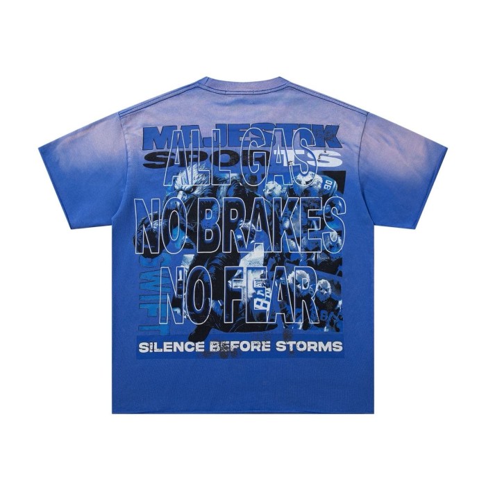 Silence Before The Storm Slogan Rhinestone Print Washed Tee 29060729