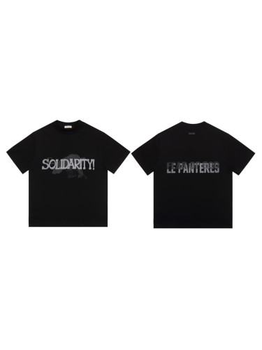 Black Panther Dark Pattern Reversible Slogan Black Base Loose Drop Shoulder T-shirt 29060484