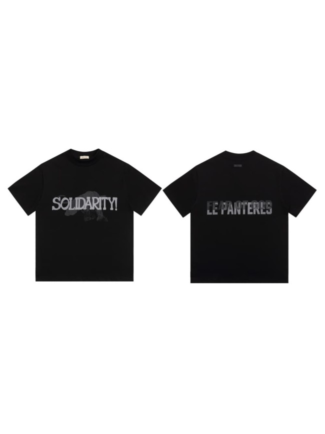 Black Panther Dark Pattern Reversible Slogan Black Base Loose Drop Shoulder T-shirt 29060484