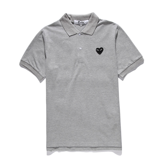 Classic black heart embroidered polo shirt 3 colors