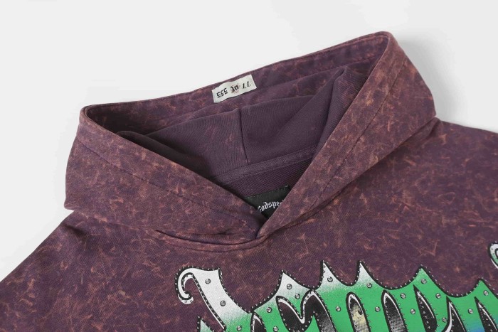 Dusk Skeleton Rowing Boat Print Washed Hoodie 28696541