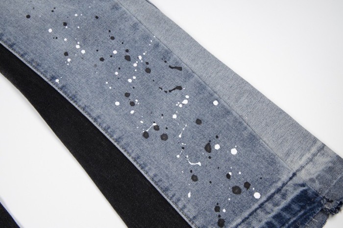 Stitching Ink Dot Paint Flared Jeans