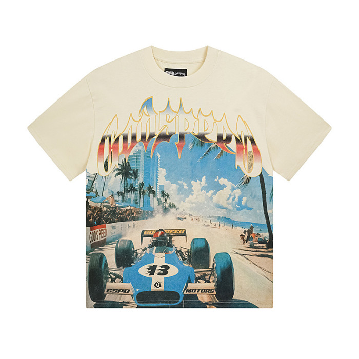 Miami F1 Racing Beige Double-sided Printed Short-sleeved T-shirt 29044616