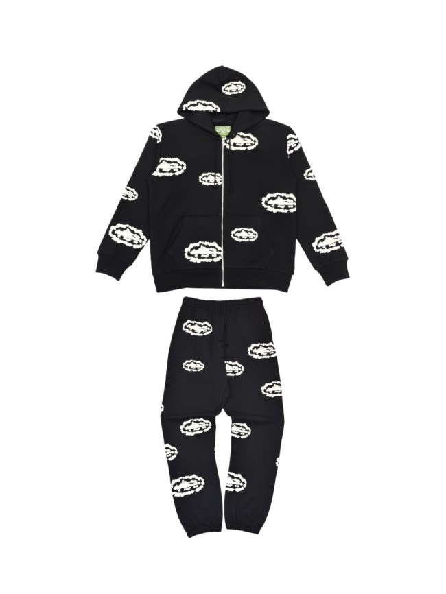 1:1 quality version Cloud Flower Print Zipper Hoodie & Pants Set 28572259