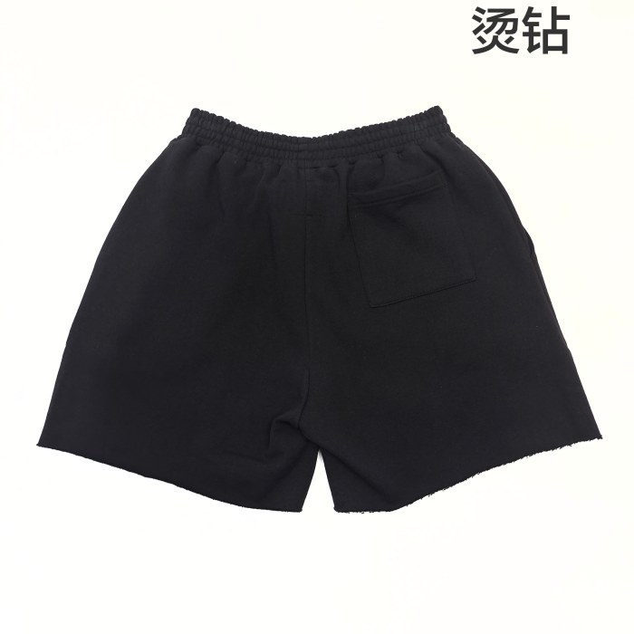 [Big & Tall for weights up to 220 lbs]1:1 quality version 28180554 Rhinestone Black Letter Zipper Hoodie & Shorts Set