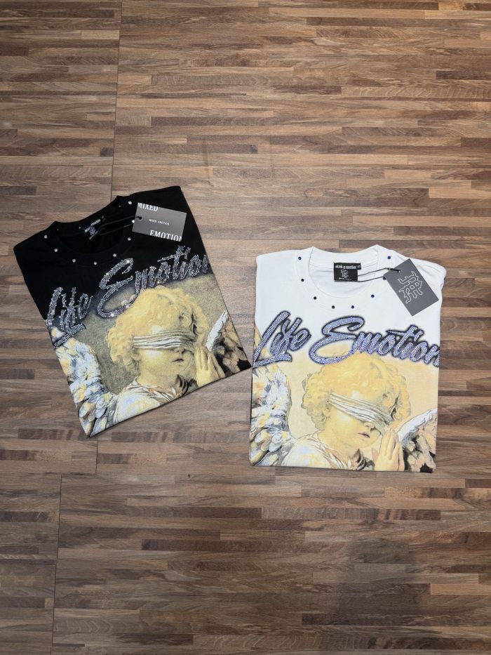 Light luxury vintage-style, angel-print, daily commuting short-sleeved shirt 2 colors 29064655