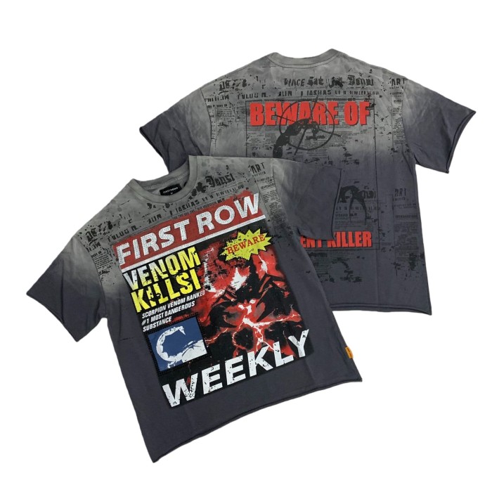 Breaking News Venom Kills Cropped Printed Rhinestone Letter Washed Version Tee 28748374