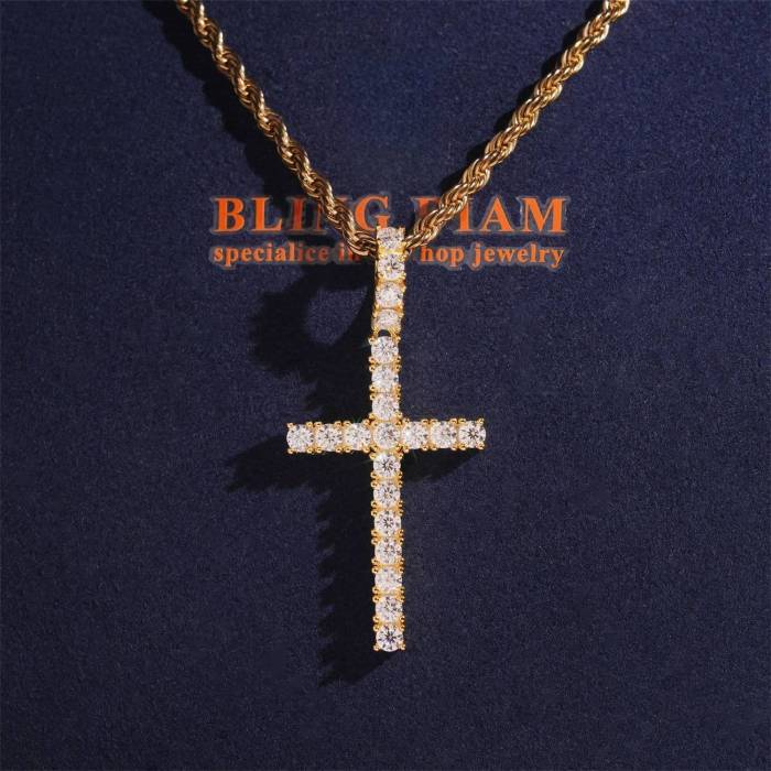 Moissanite Cross Necklace Pendant 3 colors 28777522