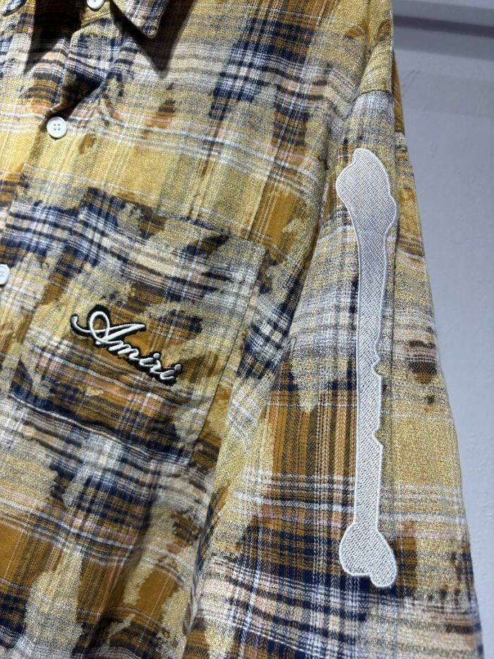 Camo Plaid Bone Embroidery Shirt & Shorts Set 2 colors 29052573