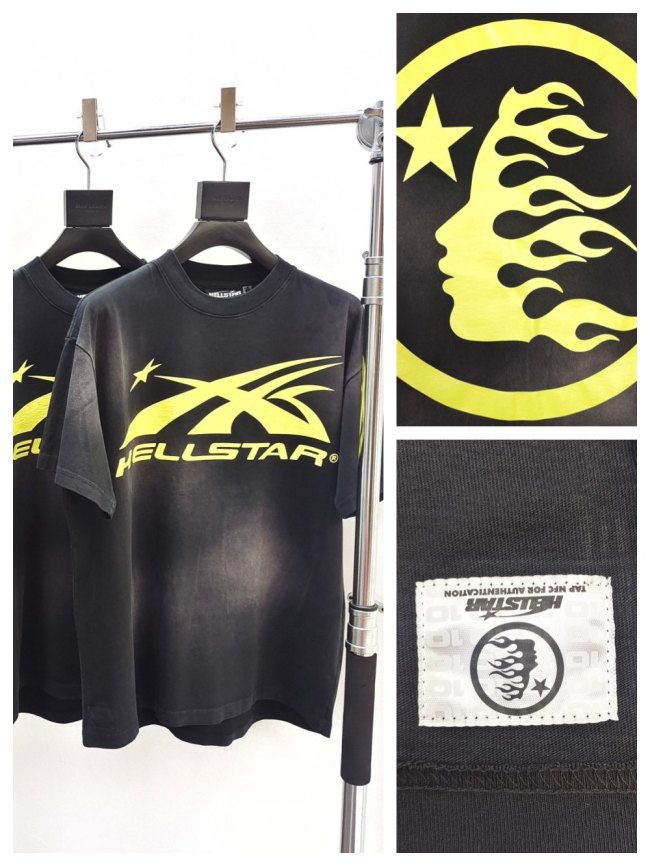 [Big & Tall for weights up to 260 lbs]1:1 quality version HS Lemon Yellow Logo Washed Version tee with NFC tag