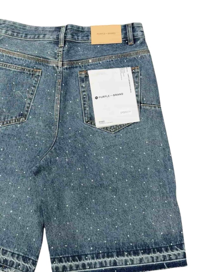 1:1 quality version Heavy Craft Cross Rhinestone Frayed Denim Shorts 28972583