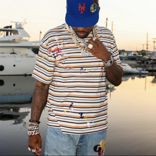 [Big & Tall for weights up to 260 lbs]1:1 quality version Color Stripe Ink Splash tee