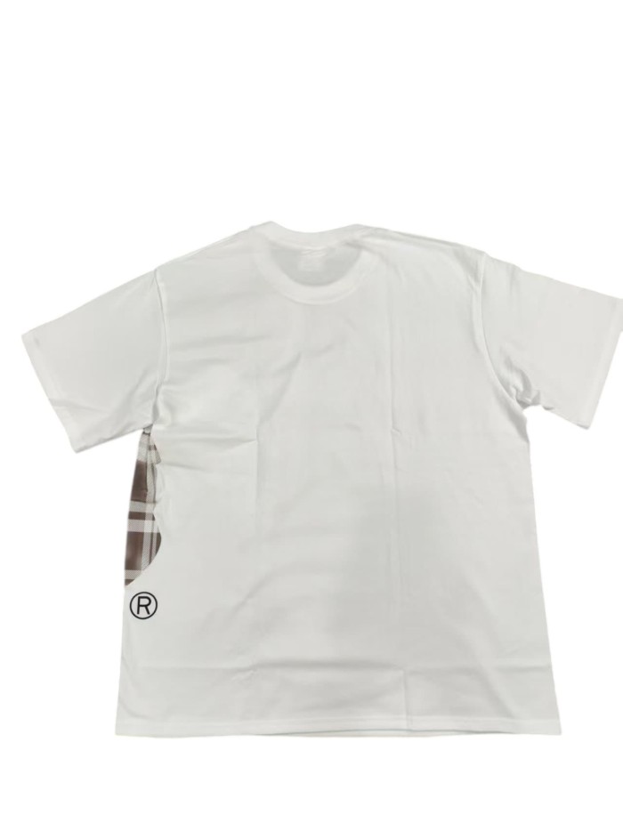 Side tie-dye white check print T-shirt 2 colors 29053515