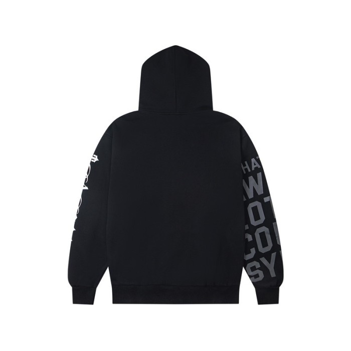 High Street  Arm Letter Print & Logo Embroidery Zip-Up Hoodie 29077574