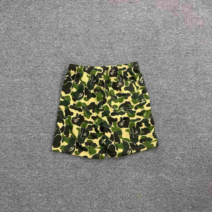 Green Camouflage Shark Print Heavyweight Cotton Casual Shorts 29062620