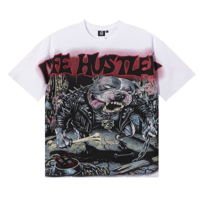 Hardcore Leather Pitbull Rhinestone Print Tee 2 colors 29082349
