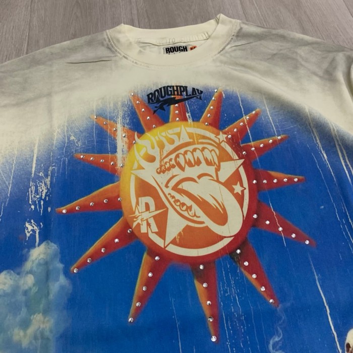 Washed Beige Streetwear with Sun Skeleton & Mushroom Graphic Print Long Sleeve T-Shirt 29069100