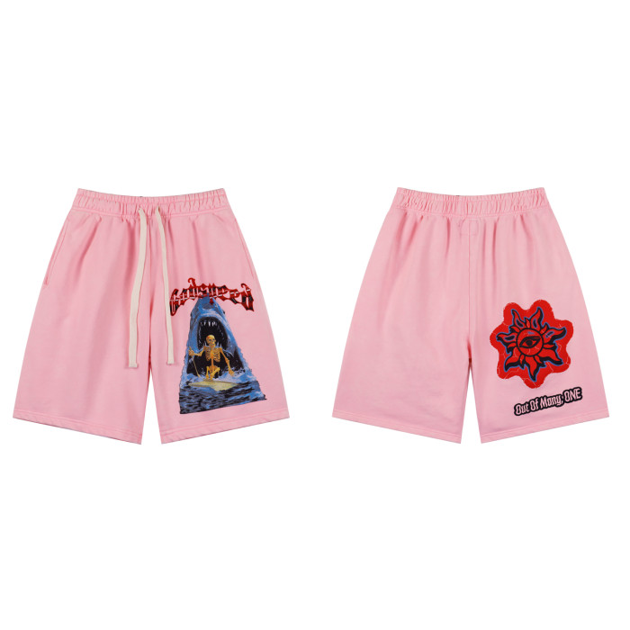 28195299 Shark Skull Print Washed Version Shorts 2 colors