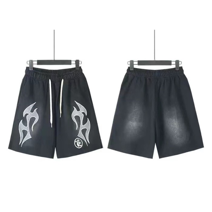 Side Tribal Flame Print Washed Shorts 29043465