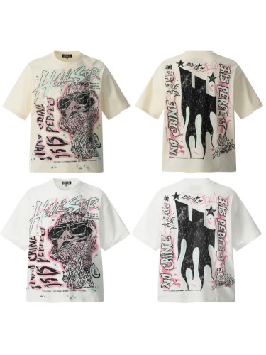 Pink & Green Graffiti Masked Figure Print Washed Tee 2 colors 29090174