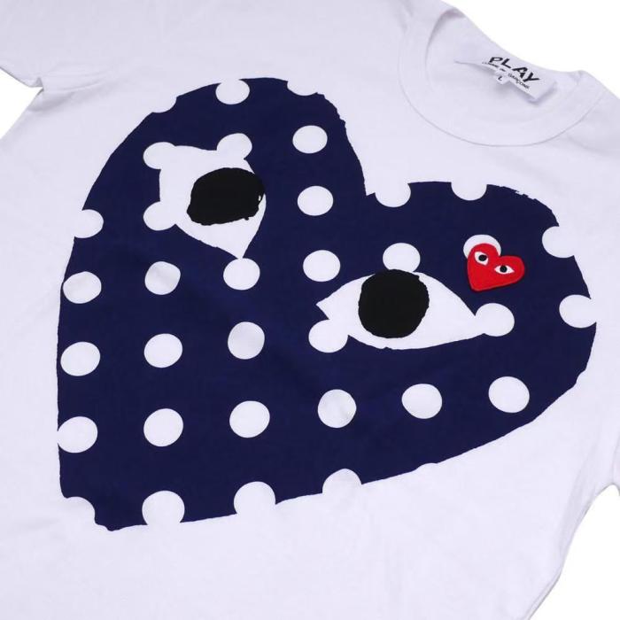 Dark Blue Polka Dot Big Heart Print Tee 29027433