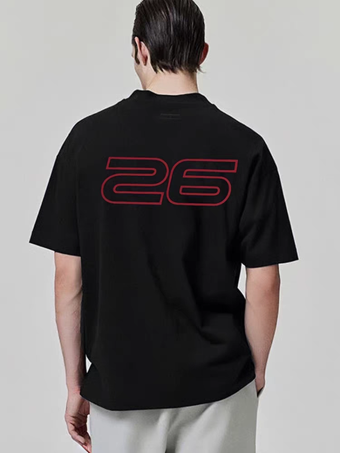 1:1 quality version Washed vintage-style futuristic double-line font logo pure cotton casual T-shirt 3 colors 29060627