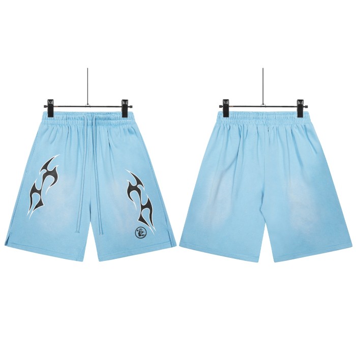 Side Sharp Black Flame Print Washed Shorts 3 colors 29043466