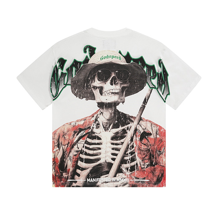 Vacation-style skull 8-ball white short-sleeved T-shirt 29044595