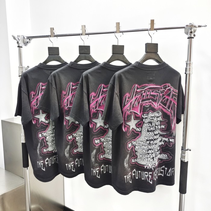 [Big & Tall for weights up to 260 lbs]1:1 quality version HS Pilot Letter Print Washed Version Tee with NFC tag