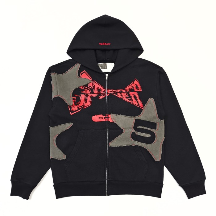 [Big & Tall for weights up to 220 lbs]1:1 quality version Grey Star Applique Zipper Hoodie & Pants Set 28893162