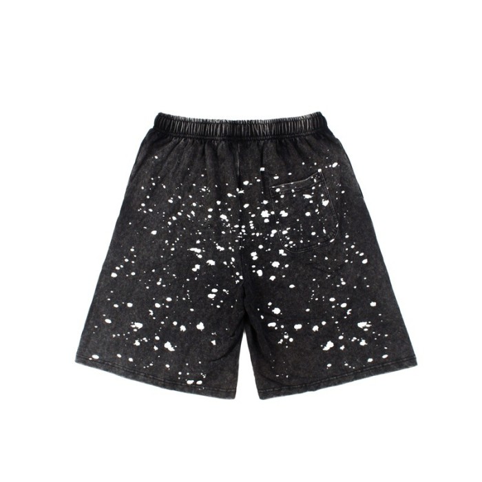 Ink Splash Classic Letter Print Washed Shorts 29082411