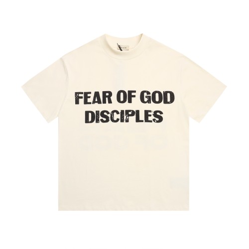 Vintage bold font off-white small high-neck loose shoulder drop-shoulder short-sleeved T-shirt 29060442