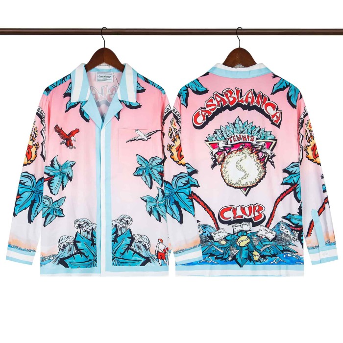 Oil Painting Texture Resort Style Printed Long Sleeve Shirt 41 colors 29105584