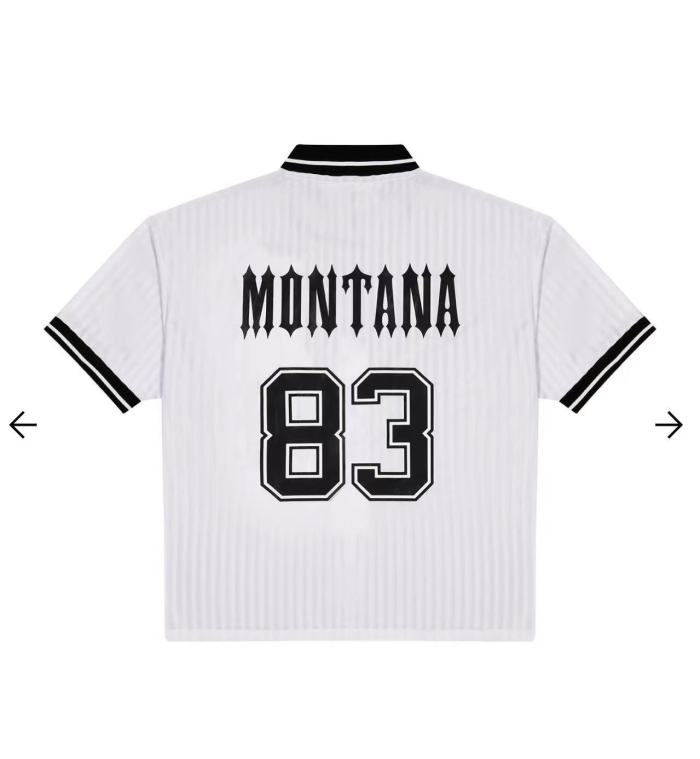 Urban Streetwear Montana 83 Printed V-Neck Sports Jersey T-Shirt 29080605