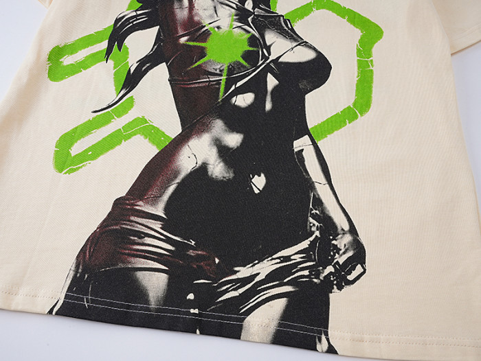 Street style fluorescent green Liberty Goddess print vintage T-shirt 29039406