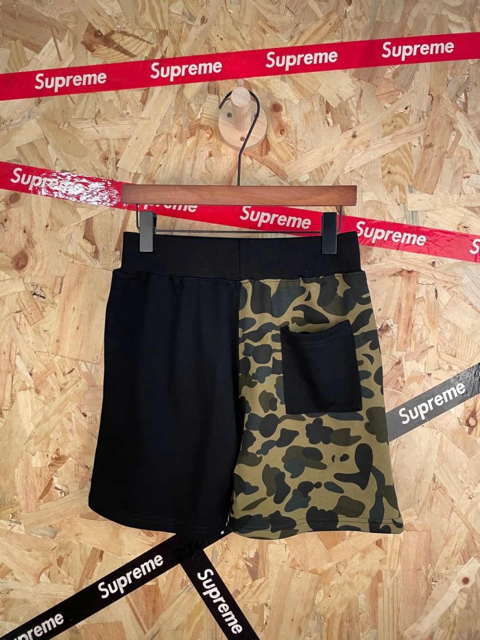 1:1 quality version Green Camouflage & Black Split Shark Print Casual Cotton Shorts 29060794