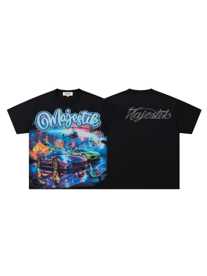 Neon City Supercar Rhinestone Print Washed Tee 29060780
