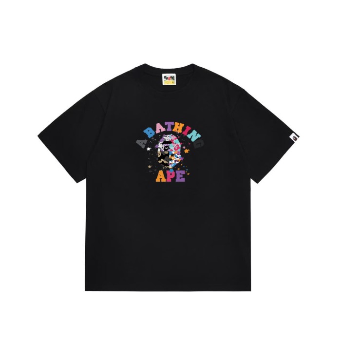 colorful letter camo spray ink print T-shirt 2 colors 29069010