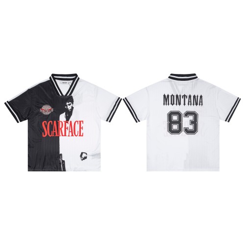 Urban Streetwear Montana 83 Printed V-Neck Sports Jersey T-Shirt 29080605
