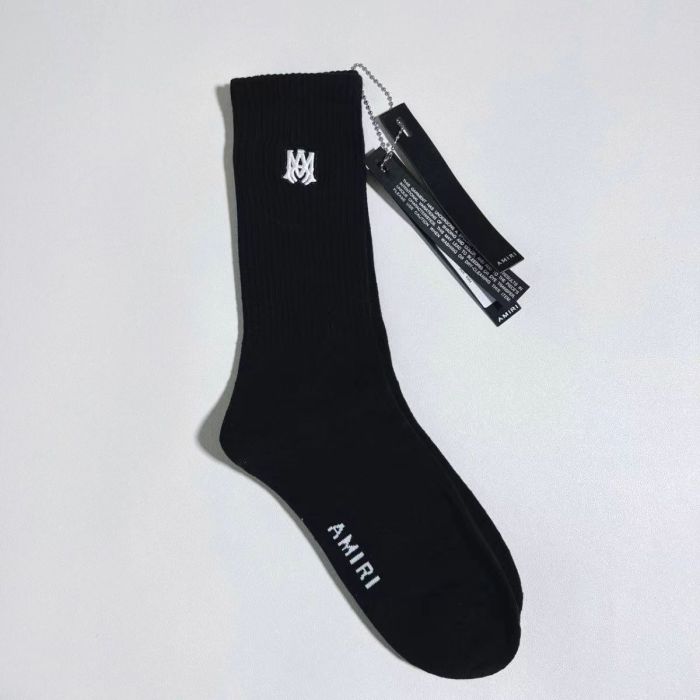 1:1 quality versio Cursive letters embroidered logo bone print mid-calf socks 24 colors