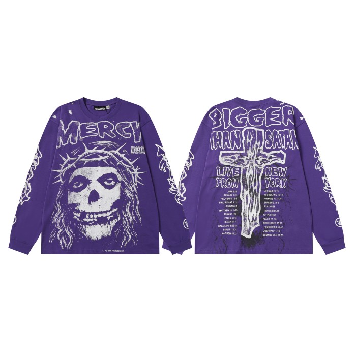 Thorn Flower Ring Saint Print Long Sleeve T-Shirt 2 colors 28704407