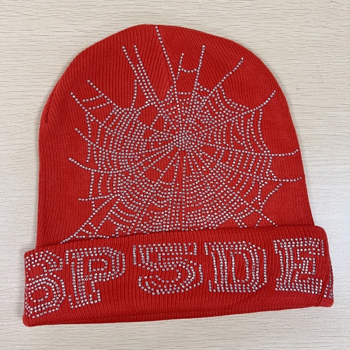 1:1 quality version Spider crystal web beanie